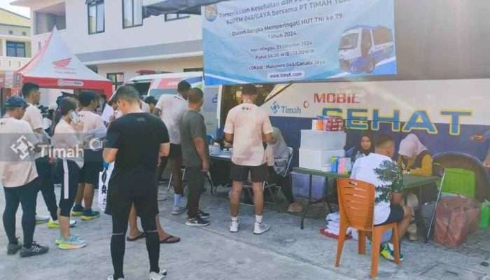 Mobil Sehat PT Timah Layani Pengobatan Gratis Peserta TNI Babel Run 2024