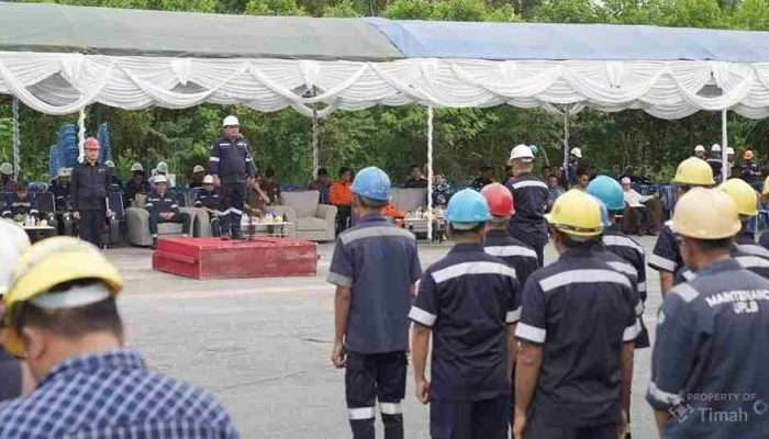 Peringati Bulan K3 Nasional tahun 2025, PT Timah Area Bangka Utara Gelar Apel dan Bagi bagi Sembako 
