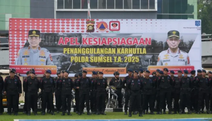 Polda Sumsel Gelar Apel Pasukan dan Simulasi Penanggulangan Karhutla