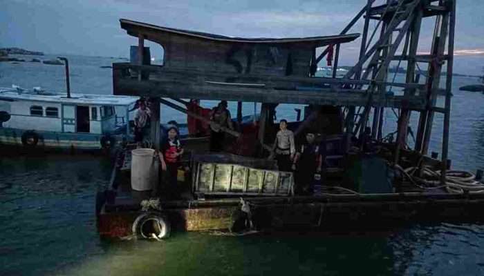 PT Timah Bersama Tim Gabungan Kembali Tertibkan Tambang Ilegal di Perairan Cupat