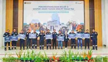 Jelang Tutup Tahun 2025, PT TIMAH Tbk Gelar Penandatangan Balok dan Ekspor Akhir Tahun