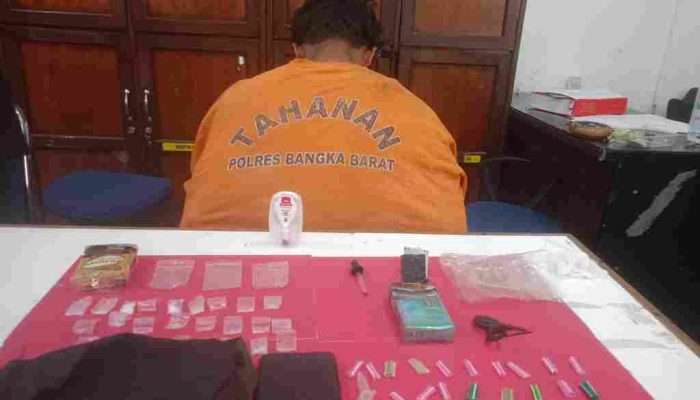 Satresnarkoba Polres Bangka Barat Amankan Pemilik Puluhan Paket Sabu