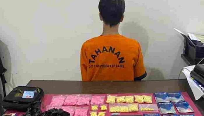 Ditresnarkoba Polda Babel Tangkap Pemilik 1.498 Butir Ekstasi dan Happy Water