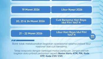 Bank Sumsel Babel Umumkan Penyesuaian Jadual Operasional Sambut Hari Besar Keagamaan
