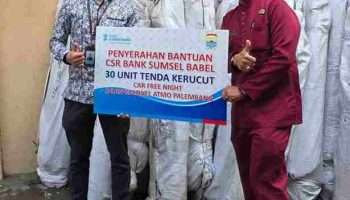 Bank Sumsel Babel Sediakan Tenda Kerucut untuk Kenyamanan Pengunjung Pedestrian Atmo
