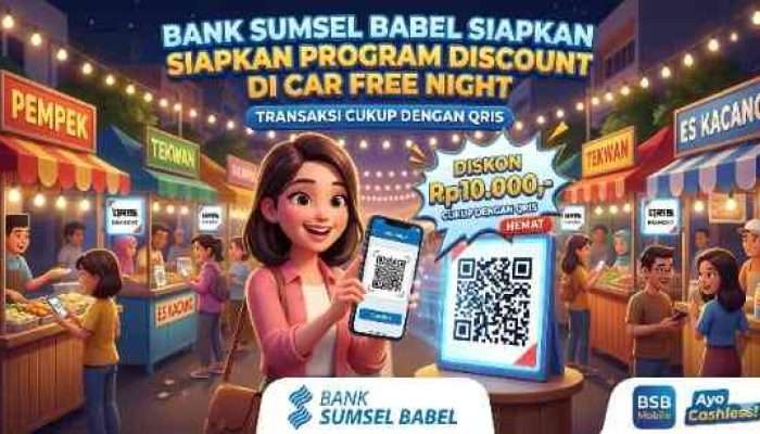 Bank Sumsel Babel Siapkan Program Discount di Car Free Night, Transaksi Cukup dengan Qris