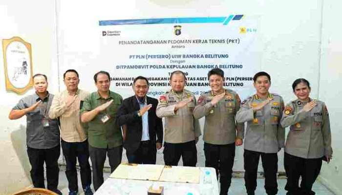 PLN UIW Bangka Belitung dan Polda Babel Teken PKT Pengamanan Aset Kelistrikan