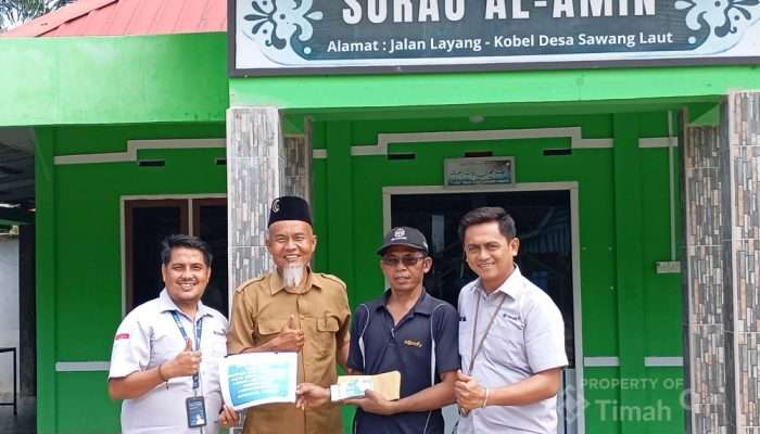 Biar Makin Nyaman Ibadah, PT Timah Bantu Bangun Pagar Surau Al Amin