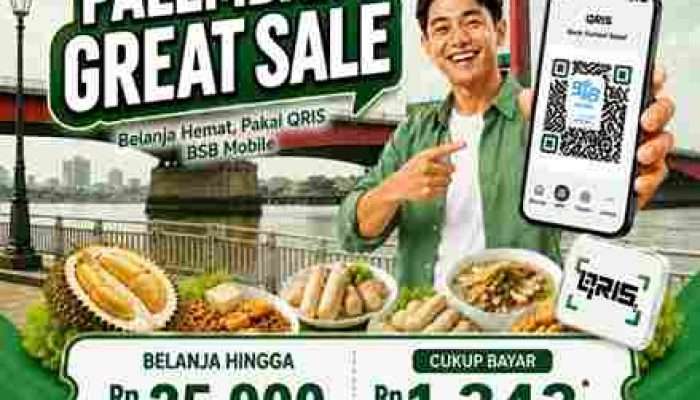 Peringati HUT Kota Palembang, QRIS BSB MOBILE Berikan Potongan Harga Rp1.343
