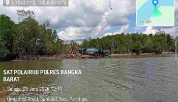 Polres Bangka Barat Tertibkan Ponton di Perairan Teluk Kelabat