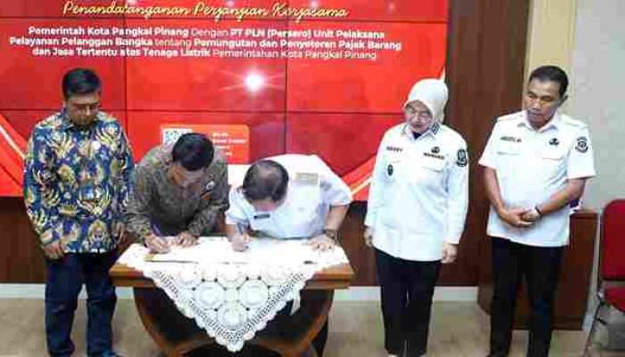 Pemkot Pangkalpinang dan PLN UP3 Bangka Teken Perjanjian Kerja Sama Pemungutan PBJT Tenaga Listrik