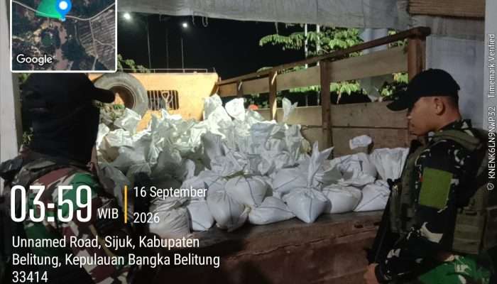 Satgas Tri Cakti Gagalkan Penyeludupan 4,3 Ton Pasir Timah di Belitung