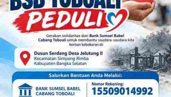 Bank Sumsel Babel Cabang Toboali Bantu Korban Kebakaran di Dusun Serdang