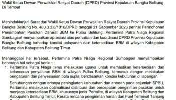 PT Pertamina Patra Niaga Tanggapi Surat Wakil Ketua DPRD Babel Terkait BBM di Pulau Belitung